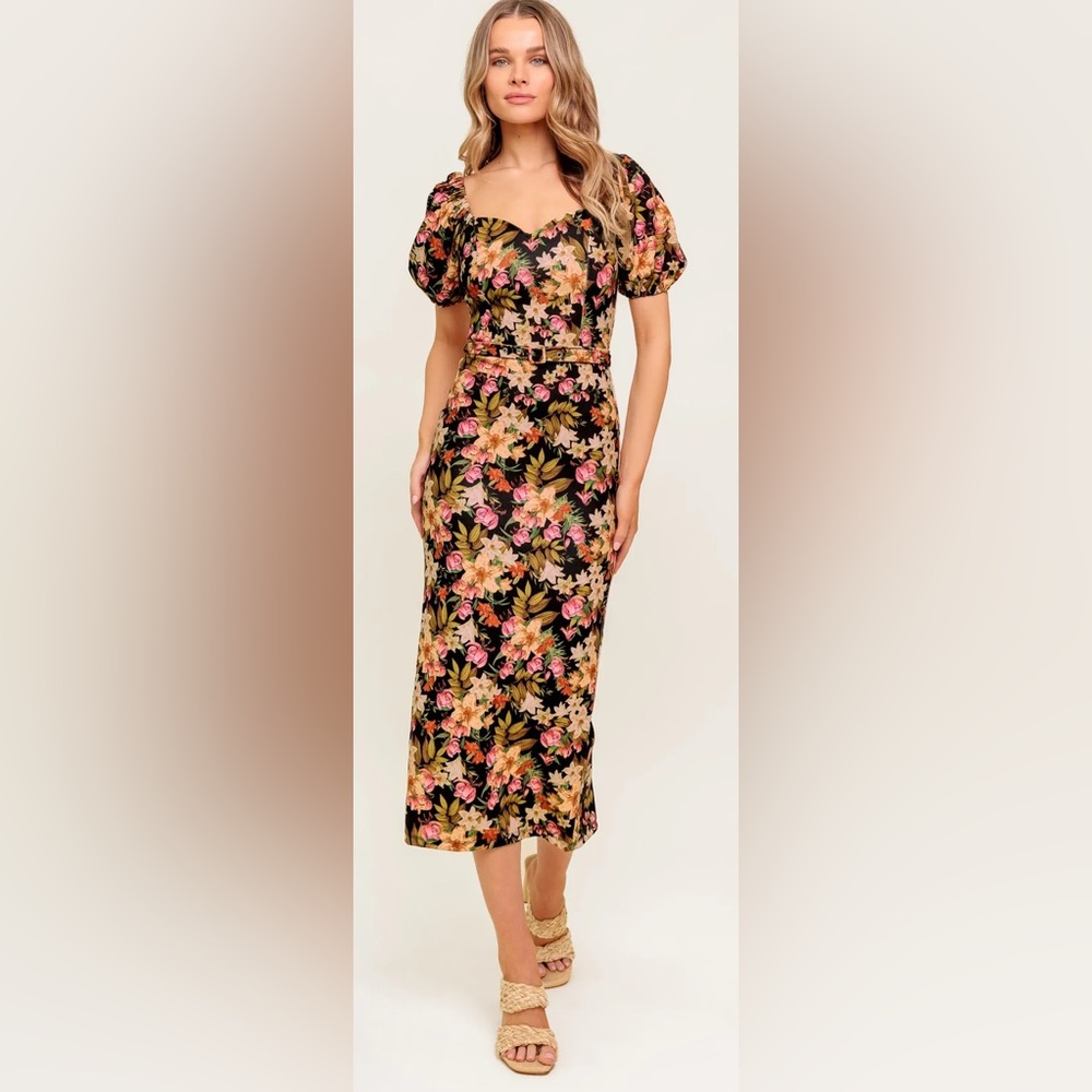 SWEET AT HEART WOVEN MIDI DRESS  NWT